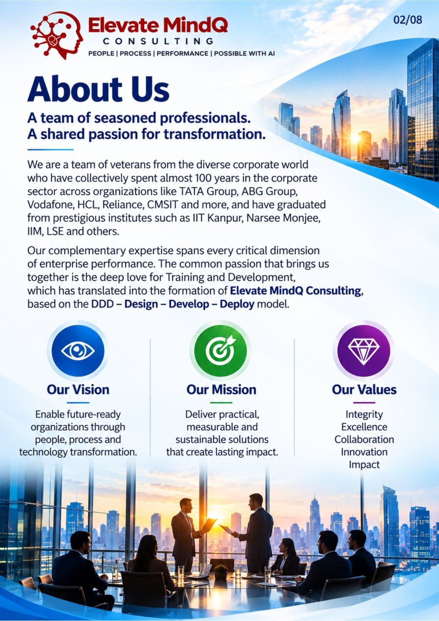 Elevate MindQ vision, mission and values from the prospectus